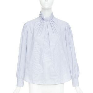 Celine Pinstripe Cotton Puff Blouse